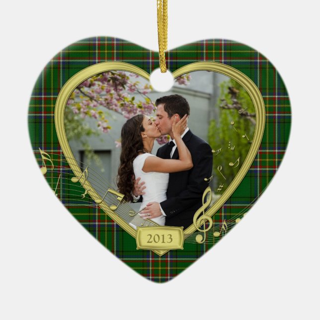 First Christmas Together Irish Tartan Photo Xmas Ceramic Ornament (Front)