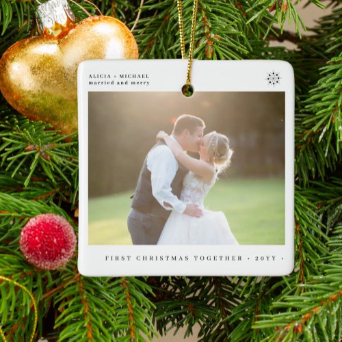 First Christmas together married and merry photo Ceramic Ornament