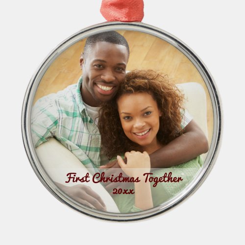 First Christmas Together Married Engaged Couple Metal Ornament