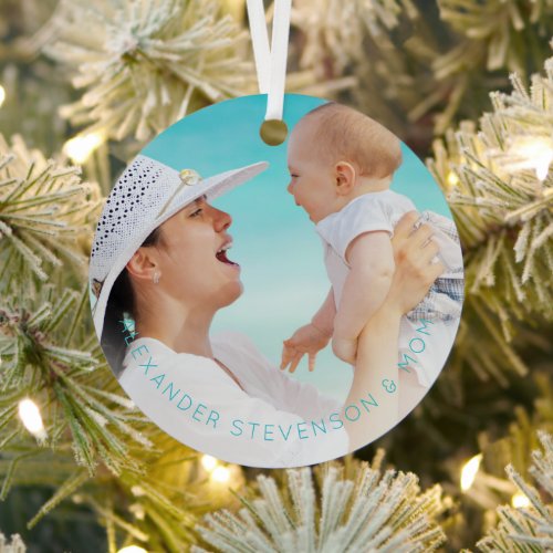 First Christmas together mom new baby custom photo Metal Ornament