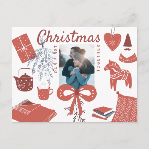 First Christmas together new couple photo greeting Postcard