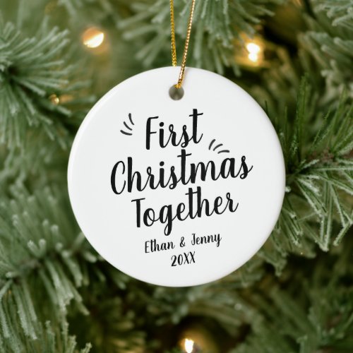First Christmas Together Personalized Minimalistic Ceramic Ornament