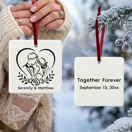 First Christmas Together Personalized Wedding Gift Ceramic Ornament