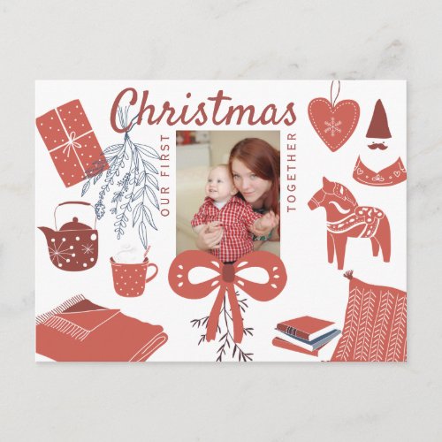 First Christmas together photo birth announcement Postcard