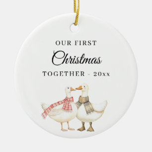 First Christmas Together Photo Goose Couple Ceramic Ornament