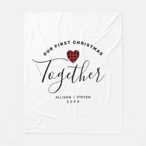 First Christmas Together Rustic Personalized Fleece Blanket