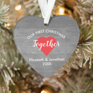 First Christmas Together Rustic Wood Ornament