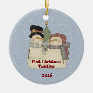 First Christmas Together Snow Couple Ceramic Ornament
