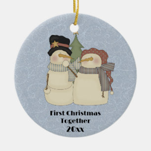 First Christmas Together Snow Couple Ceramic Ornament
