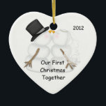 First Christmas Together SNOWMAN COUPLE Ceramic Ornament<br><div class="desc">Adorable Ornament that you can personalize  in your own special way.The Snowman Couple are to cute. Great for any couple not just newlyweds. Christmas girt or Anniversary,  Renewal of Vows... anyone in Love...  Engagement gift,  WEDDING SHOWER Some of the beautiful graphics are from graphics©delightful-doodles</div>