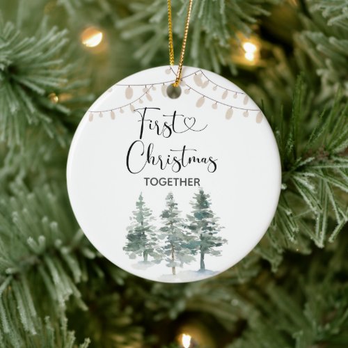 First Christmas together String Light  Ceramic Ornament