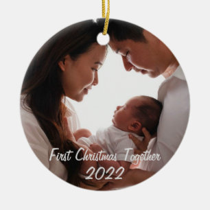 First Christmas together with newborn baby 2022 Ce Ceramic Ornament