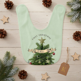 First Christmas Tree Festive Green Baby Bib