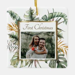 First Christmas Tropical Elegant Palms Photograph Ceramic Ornament
