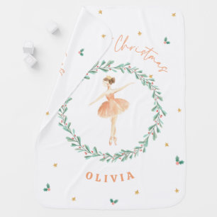 First Christmas watercolor ballerina traditional Baby Blanket