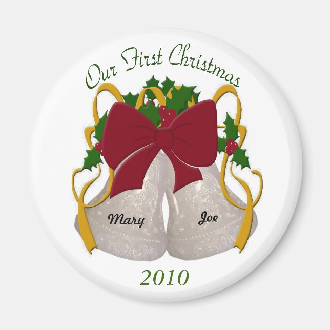 First Christmas Wedding Bells Magnet (Front)