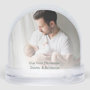 First Christmas with Dad and Baby Photos Custom Snow Globe