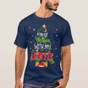 First Christmas With My Auntie Xmas Tree Light Fam T-Shirt