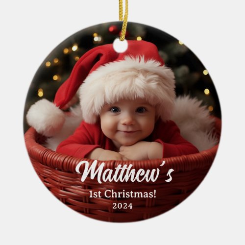 First Christmas with My Family Customizable   Ceramic Ornament