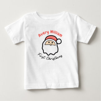 First Christmas With Santa Pink Name Baby T-Shirt