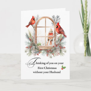 First Christmas Without Your Husband Cardinal Bird Card