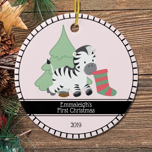 First Christmas  Zebra Ceramic Ornament