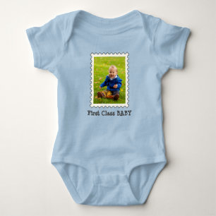 FIRST CLASS BABY Best Baby Ever custom photo Baby Bodysuit
