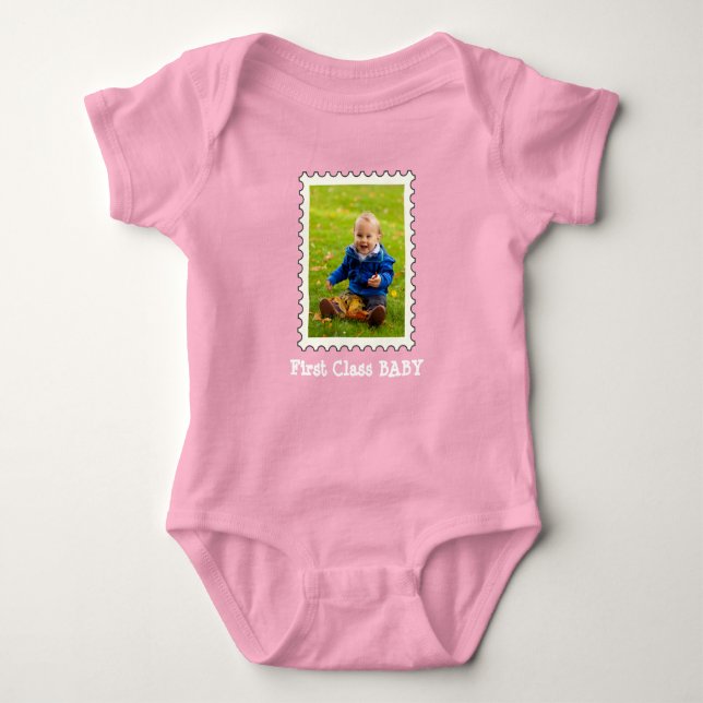 FIRST CLASS BABY Best Baby Ever custom photo Baby Bodysuit (Front)