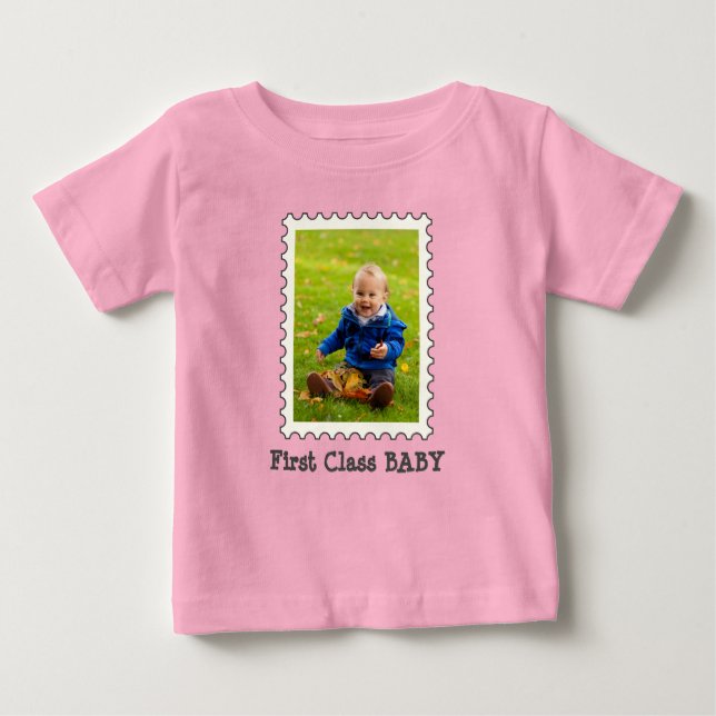 FIRST CLASS BABY Best Baby Ever custom photo Baby T-Shirt (Front)