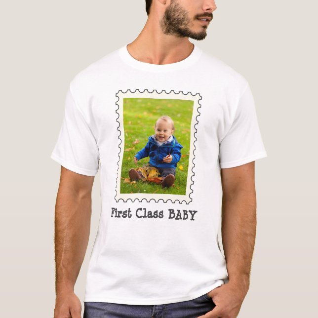 First Class Baby Cute Personalized Custom Photo T-Shirt (Front)
