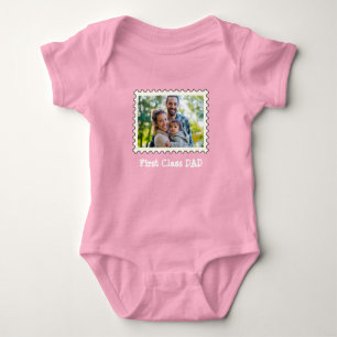 FIRST CLASS DAD Best Dad custom horizontal photo Baby Bodysuit
