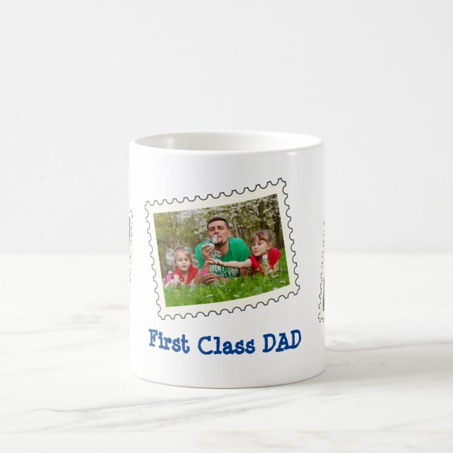 First Class DAD Best Dad Ever custom 3 photos Coffee Mug (Center)