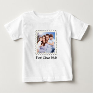 FIRST CLASS DAD Best Dad Ever custom square photo  Baby T-Shirt