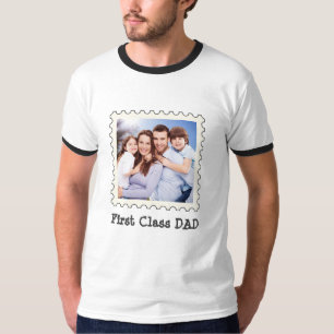 FIRST CLASS DAD Best Dad Ever custom square photo T-Shirt