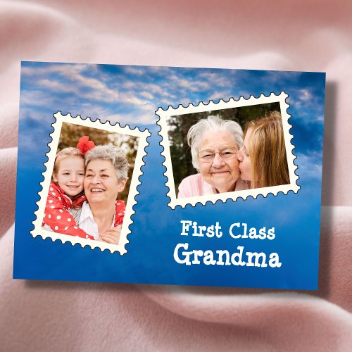 First Class Grandma Best Grandma Custom Photo Card