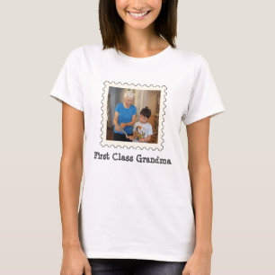 First Class Grandma nana custom square photo T-Shirt