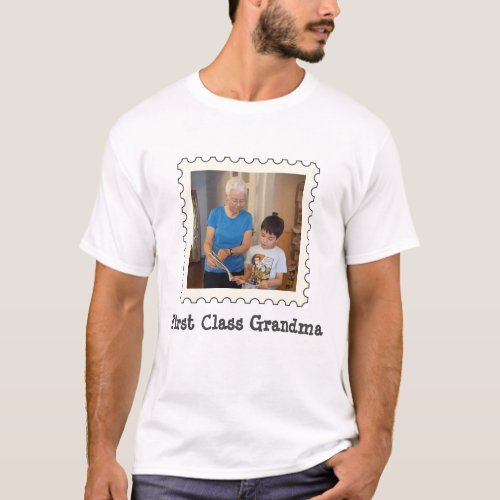 First Class Grandma nana custom square photo T_Shirt