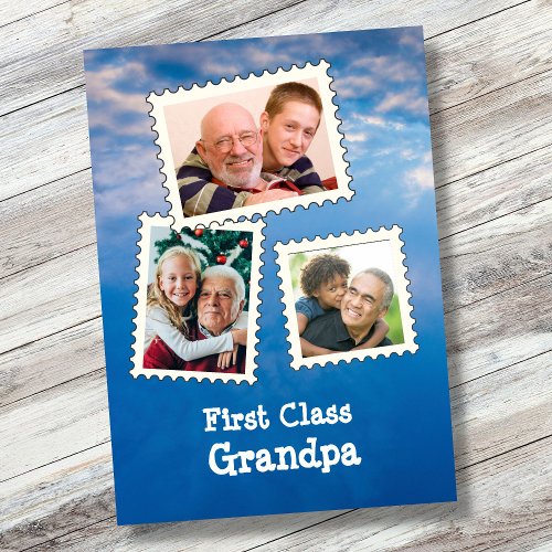 First Class Grandpa Best Grandpa 3 Custom Photo Card
