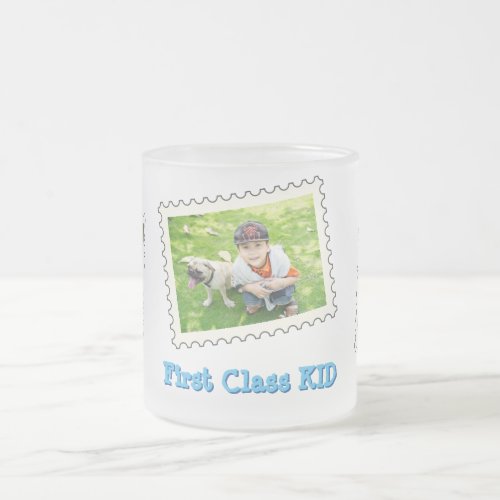 First Class KID Best KID Ever 3 custom photo Frosted Glass Coffee Mug