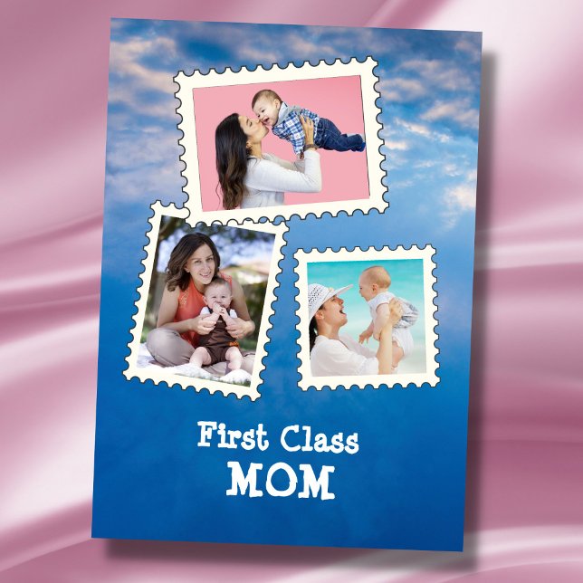First Class MOM Best Mom Ever 3 custom photo Card (Creator Uploaded)