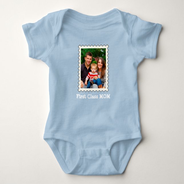 FIRST CLASS MOM Best Mom Ever custom mother photo  Baby Bodysuit (Front)