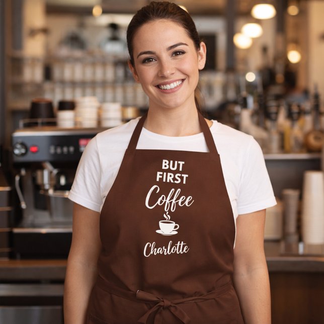 First coffee brown name script apron (Creator Uploaded)