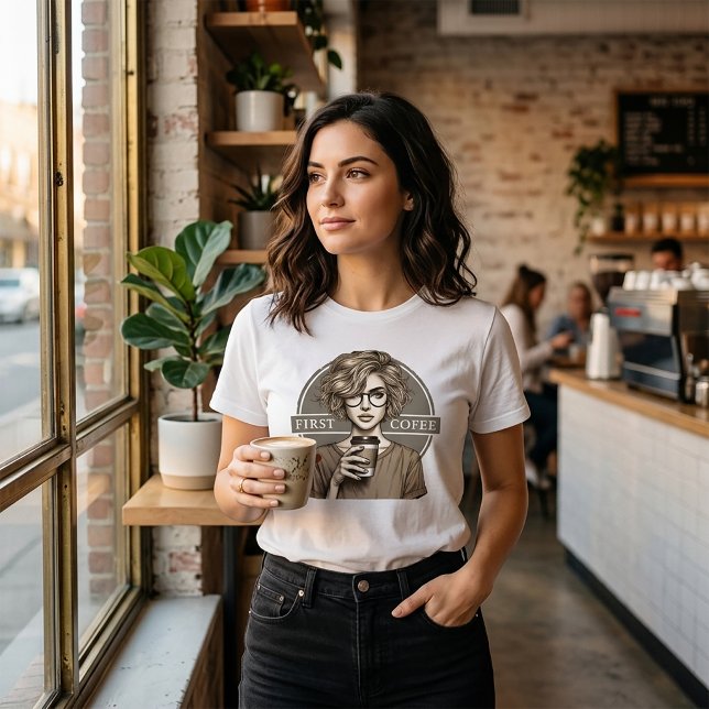 First Coffee Retro Sketch Art Tri-Blend Shirt (Creator Uploaded)