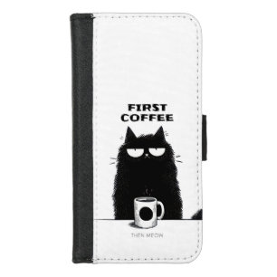 First Coffee Then Meow – Funny Cat Coffee Lover iPhone 8/7 Wallet Case