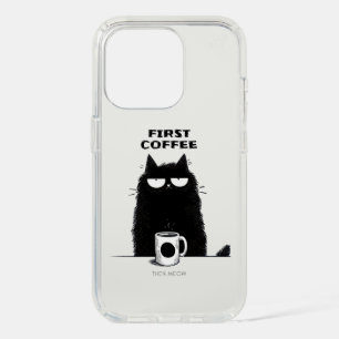 First Coffee Then Meow – Funny Cat Coffee Lover iPhone 15 Pro Case
