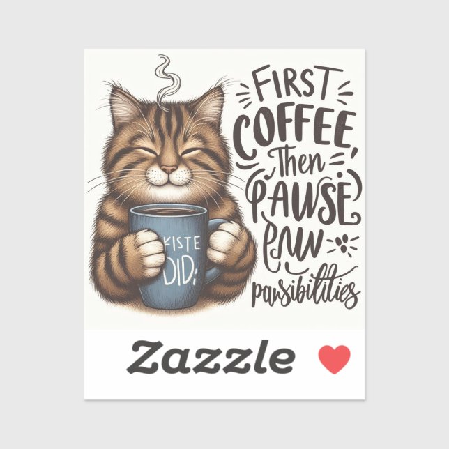 First Coffee Then Pawsibilities Cat Lover Vinyll Sticker (Sheet)