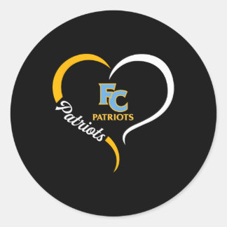 First Colonial Patriots Logo Half Heart Slogan Hs Classic Round Sticker