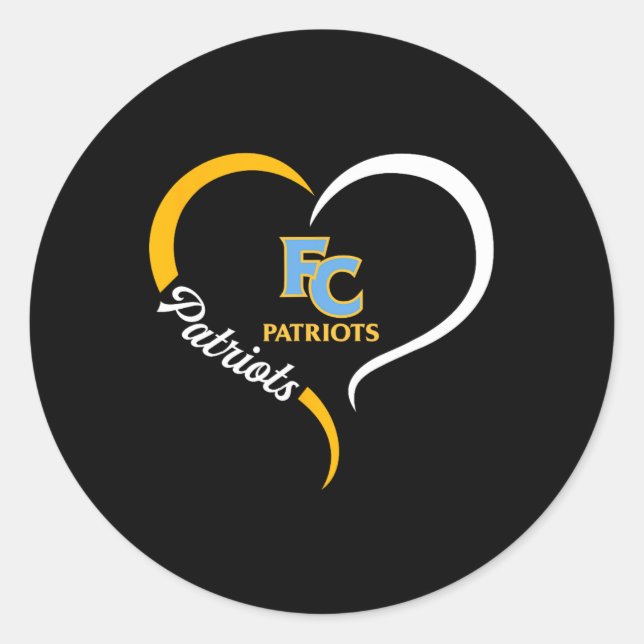 First Colonial Patriots Logo Half Heart Slogan Hs  Classic Round Sticker (Front)