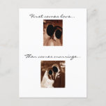 First Comes Love... We&#39;re Having A Baby! Announcement Postcard at Zazzle