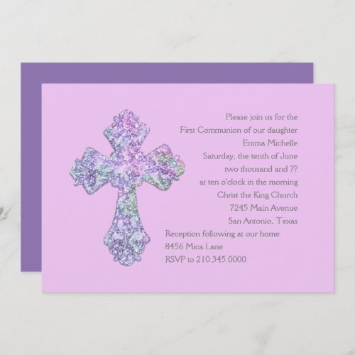 First Communion Abstract with Cross Invitation